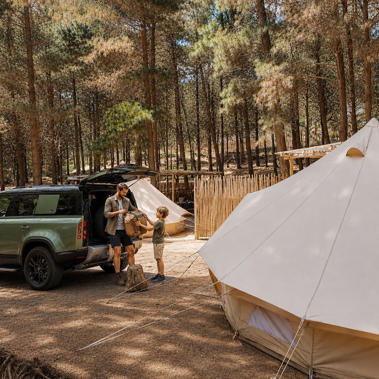 Zona de camping entre el bosque